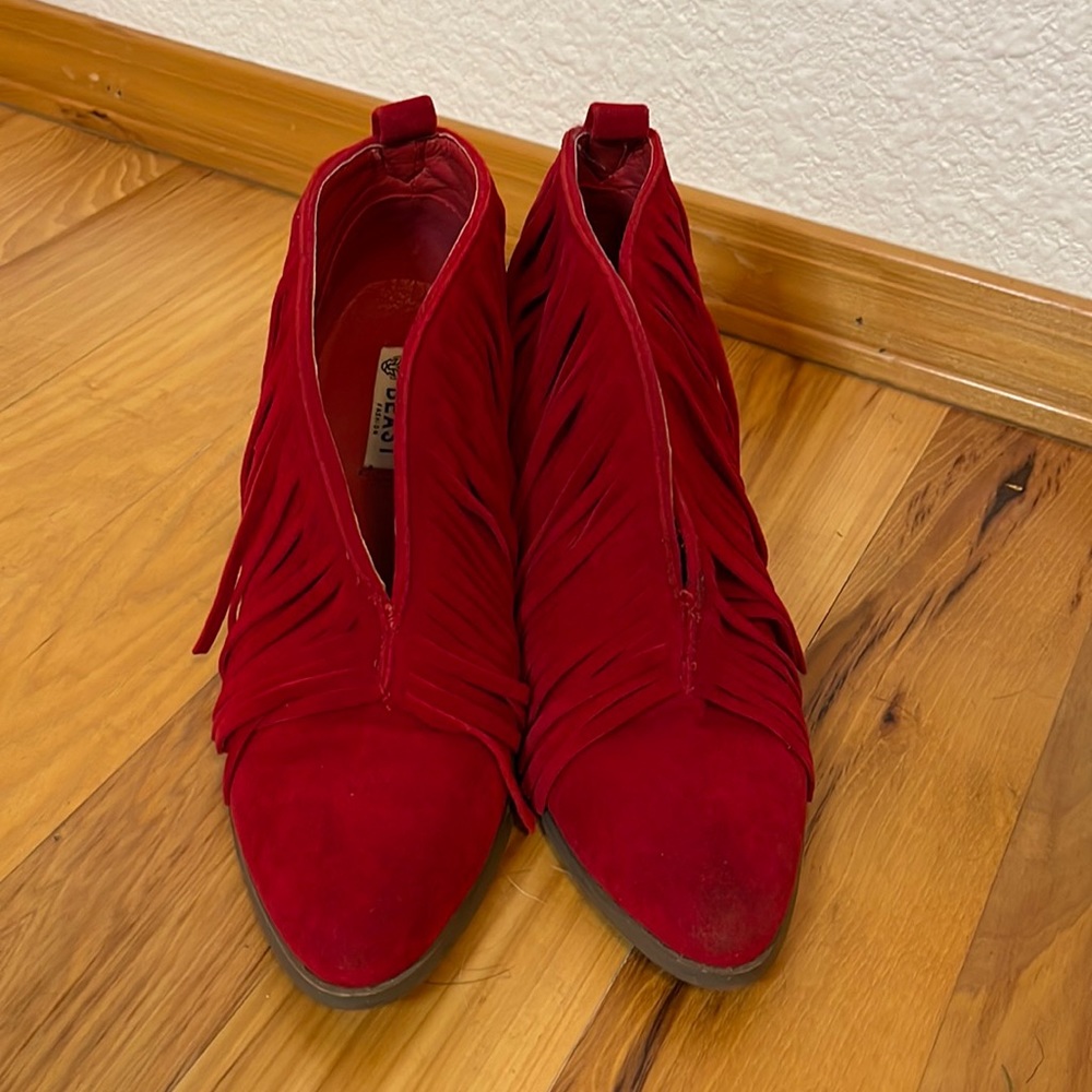 Red Fringe Booties